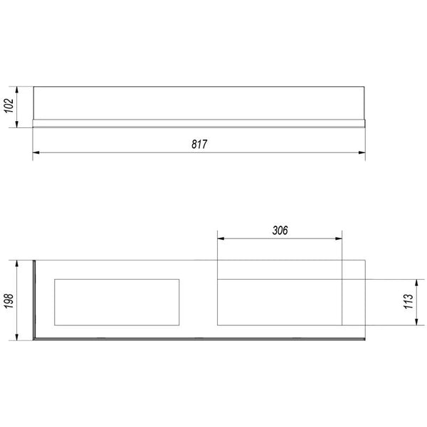 Steklo za kotni bio kamin - 90 cm levo