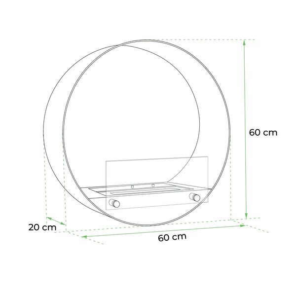 Delaware Black - Round Wall Mounted Biofireplace