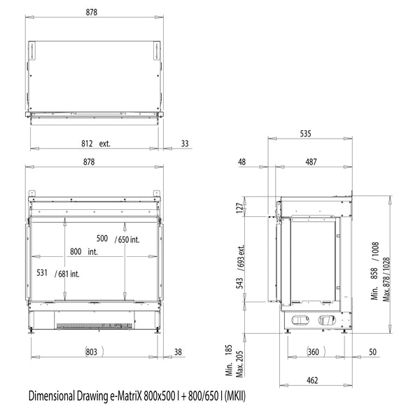 e-MatriX 800/500 I - Water Vapour Fireplace