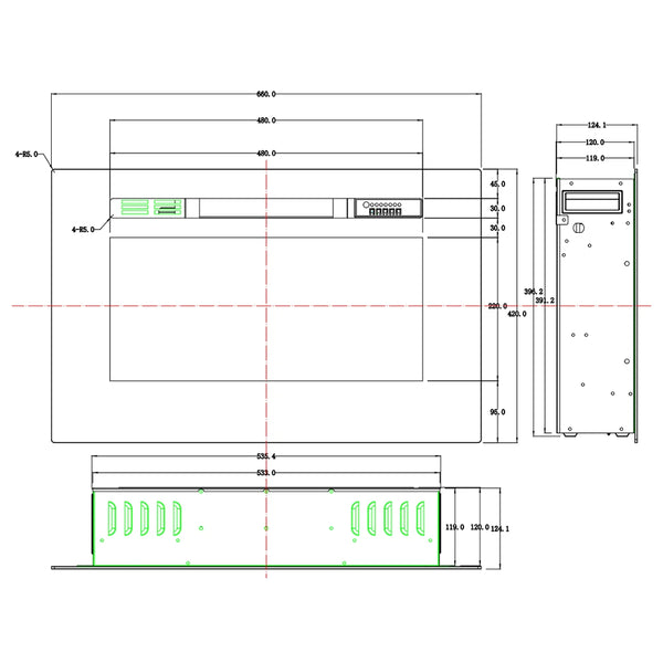 LED Pro vgradni električni kamin – 66 cm
