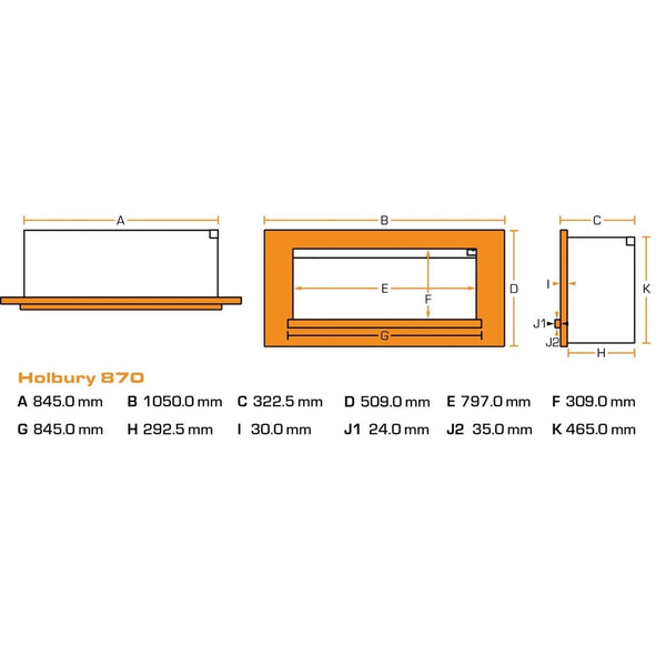 Holbury 870 White Marble β Built-In Electric Fireplace Suite