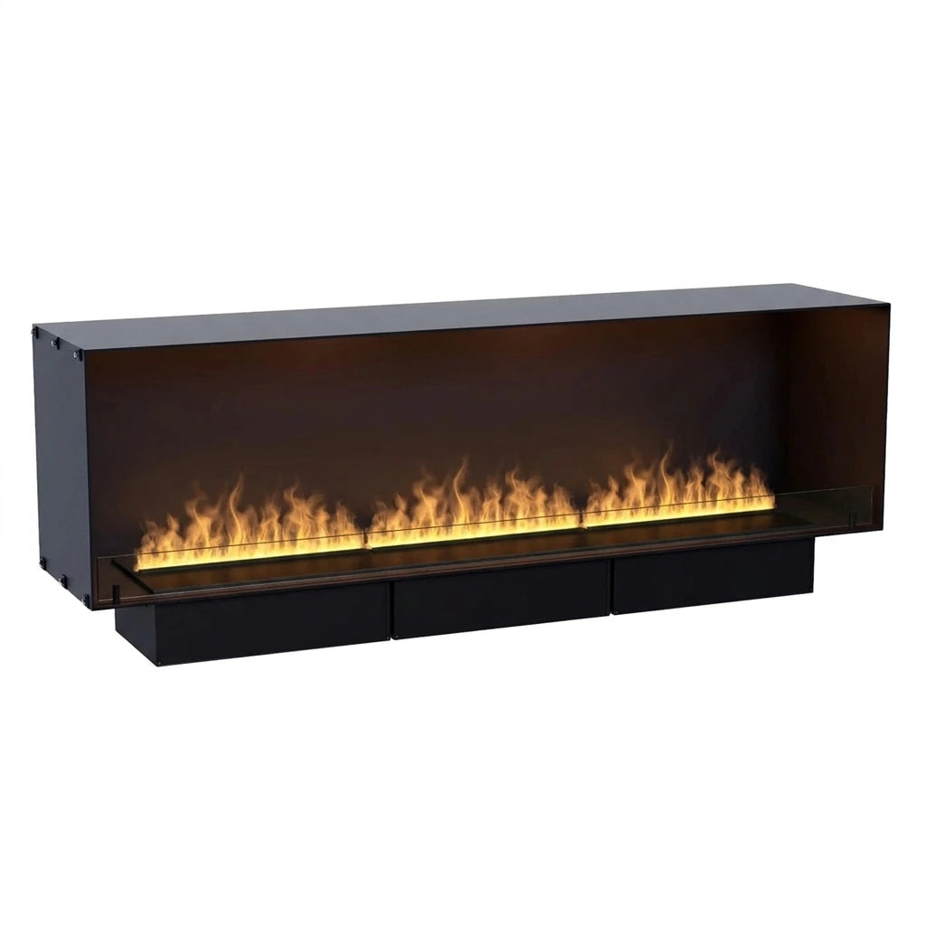 Foco Myst One 1800 water vapour fireplace in black with realistic water vapour flames