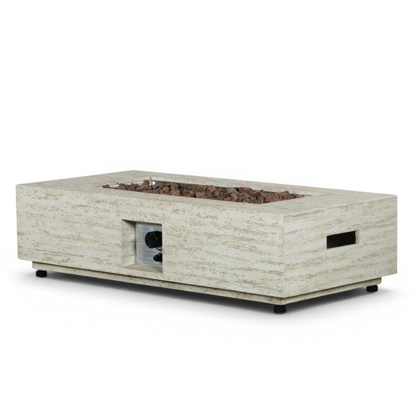 Estate Pravokotna Travertine – pravokotna plinska kuriščna miza