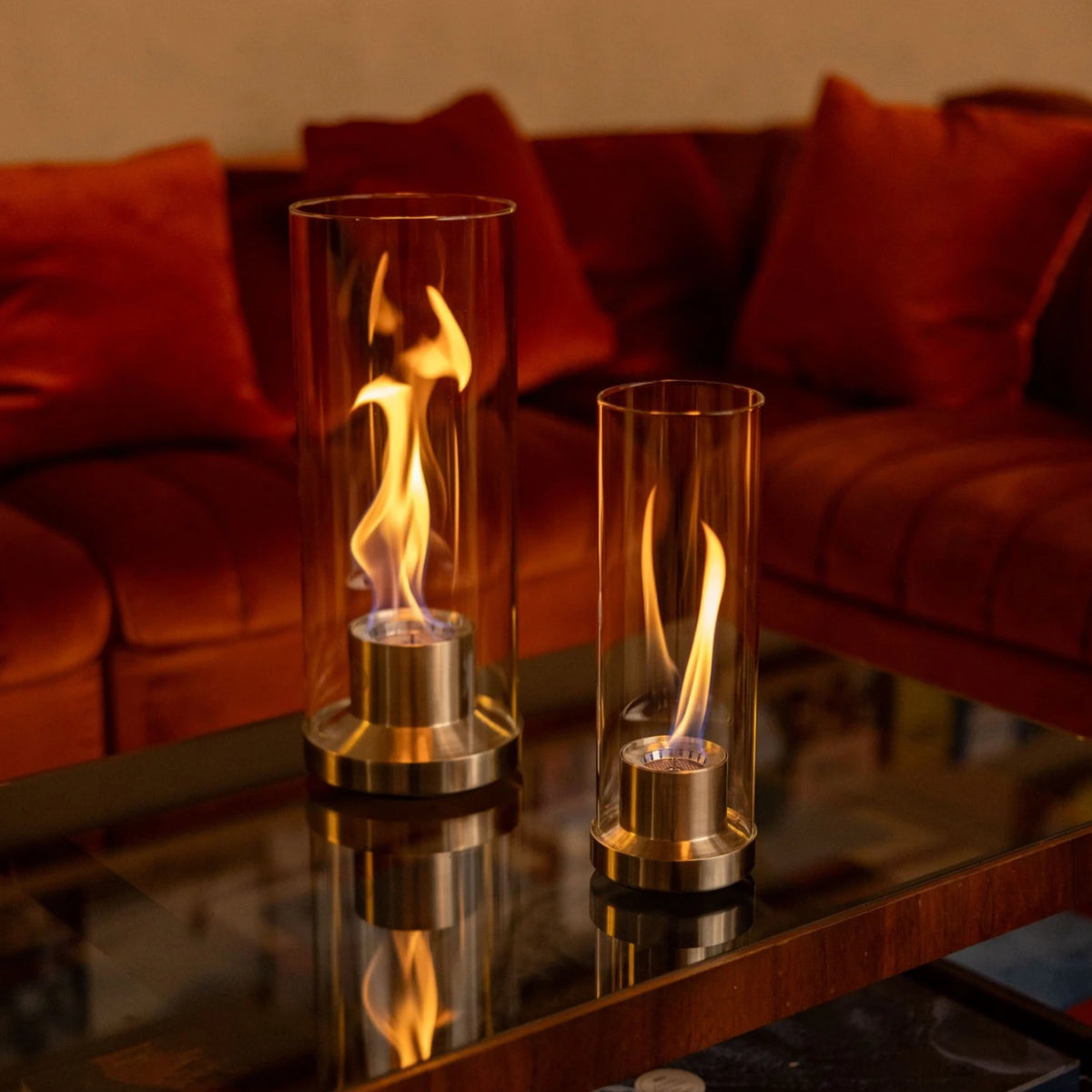 Dance 900 namizni kamin - srebrna izvedba