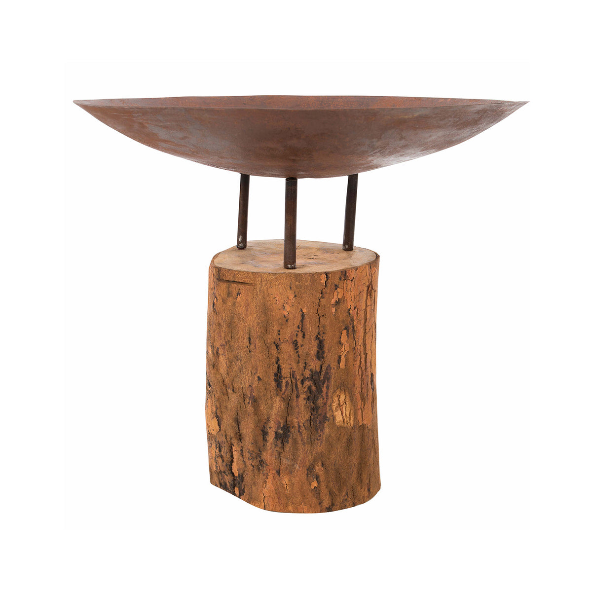 Corten Steel Firepit on a Wooden Base