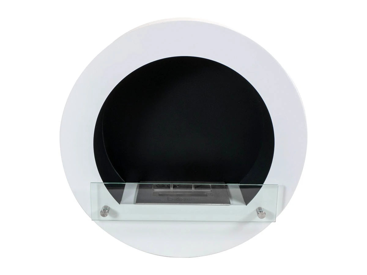 White Round Wall Mounted Bioethanol Fireplace
