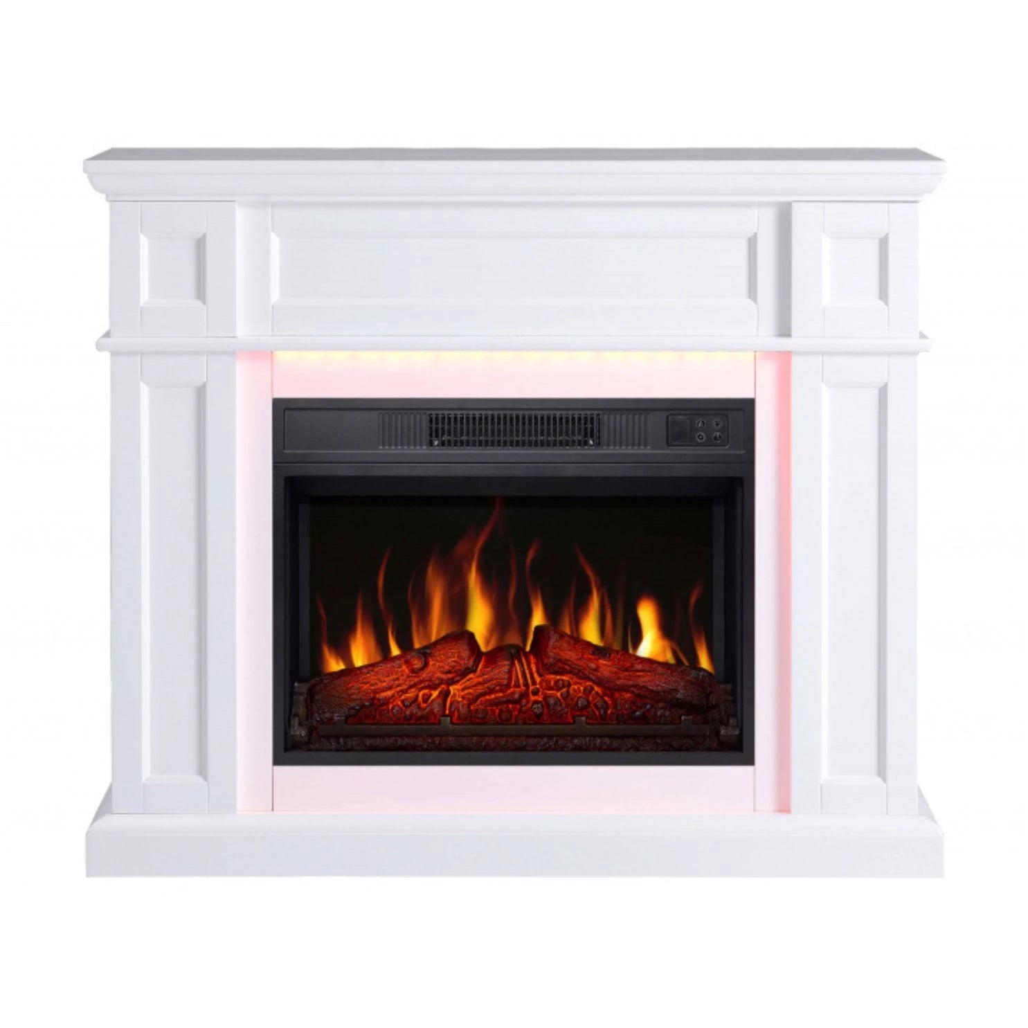 Linz Electric Fireplace - White - LED Lighting