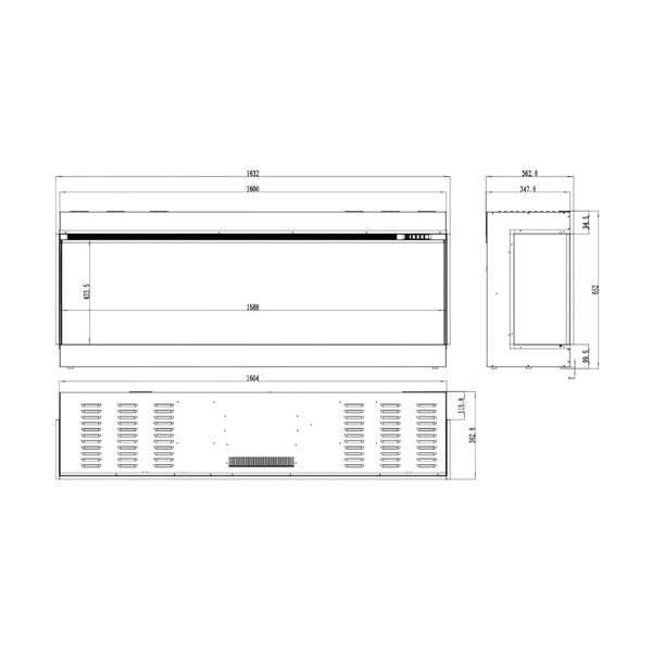 Superb 3D 160 cm vgradni električni kamin