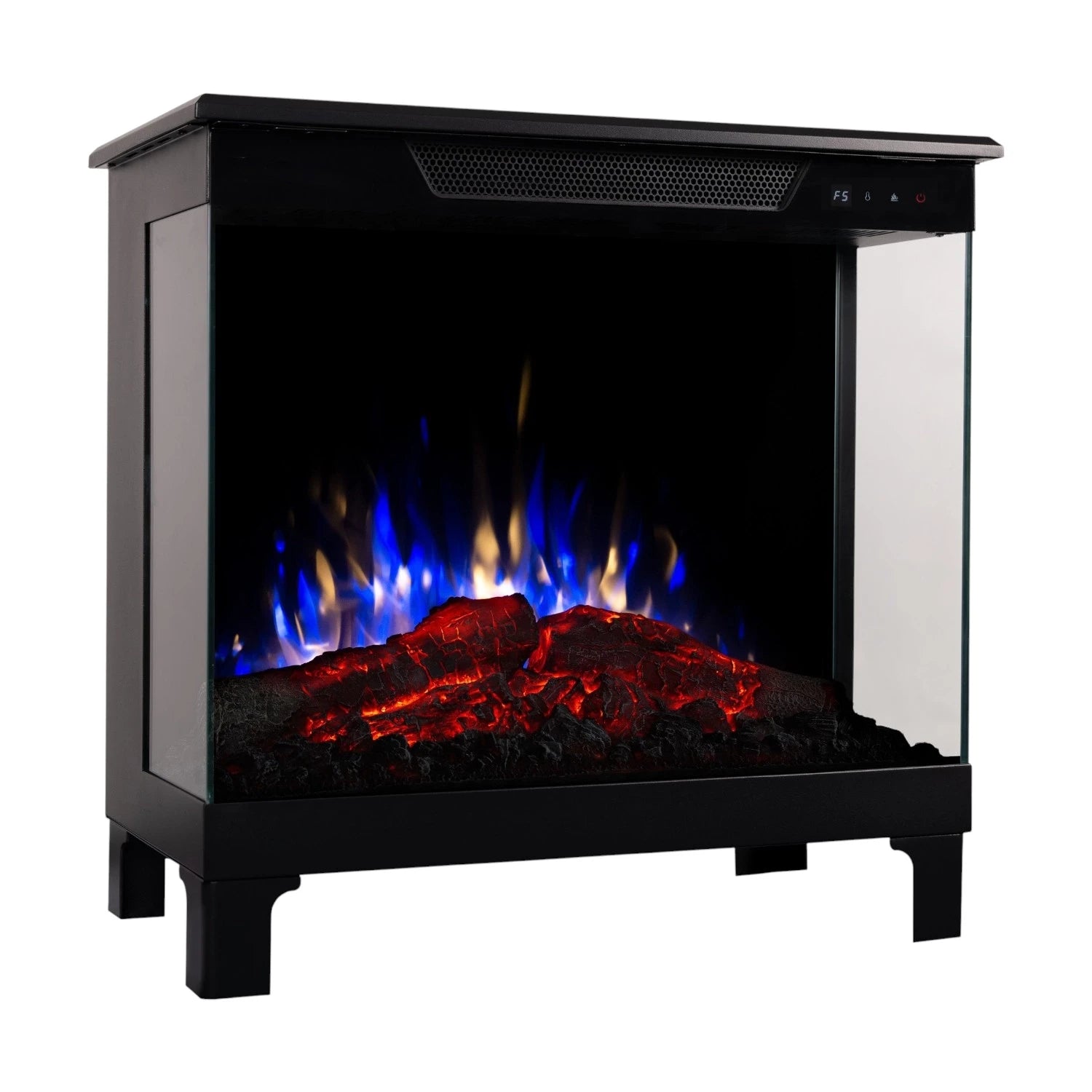 Tower 61 – Freestanding Electric Fireplace with 3-Sided Flame View