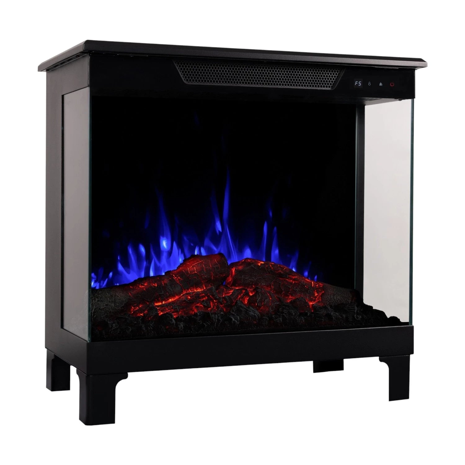 Tower 61 – Freestanding Electric Fireplace with 3-Sided Flame View