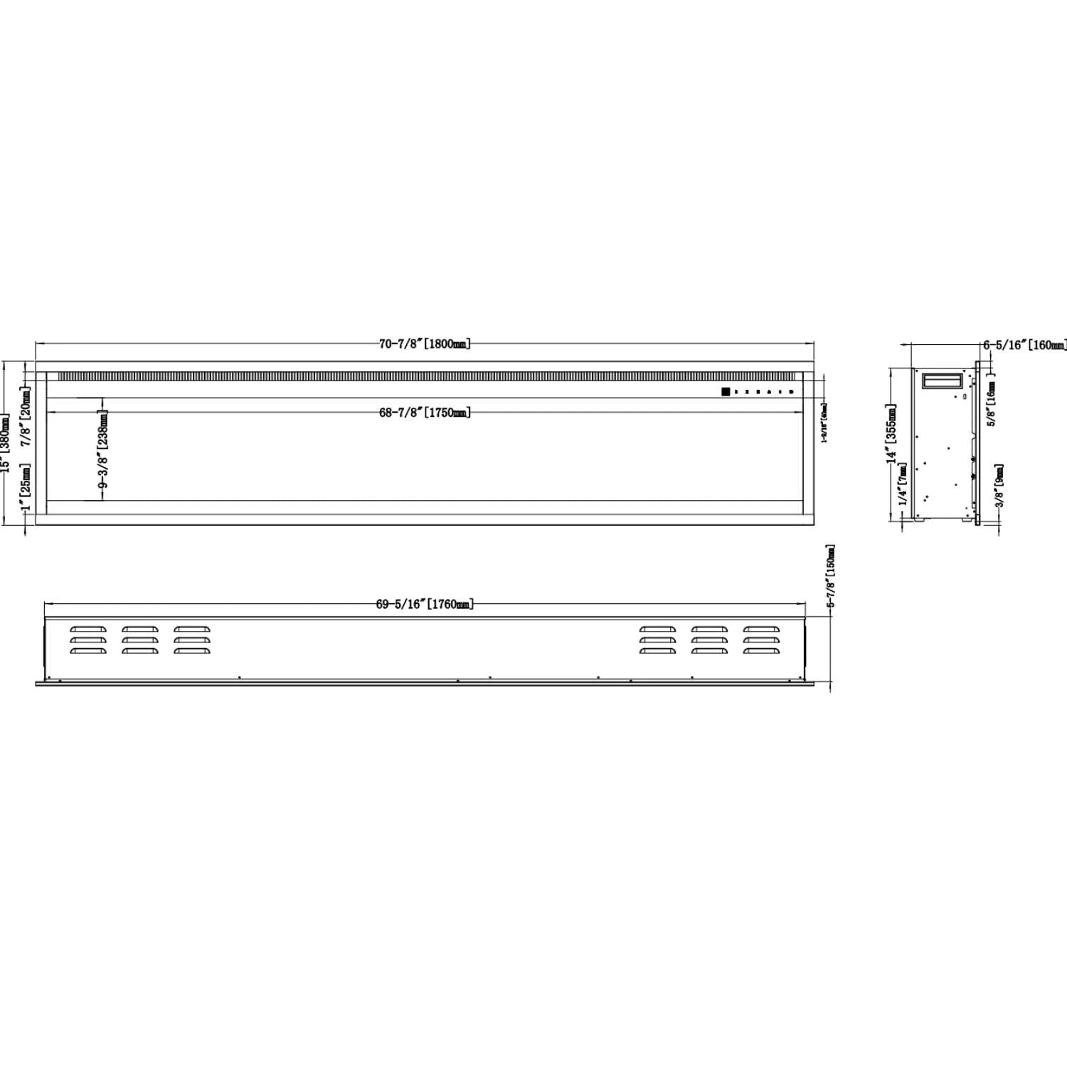 Royal Pro električni kamin - 180 cm