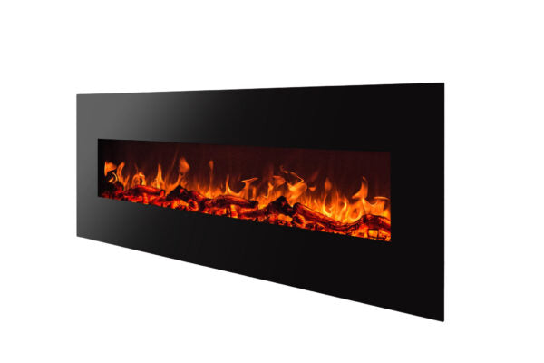 Albion 90 cm stenski električni kamin – črn