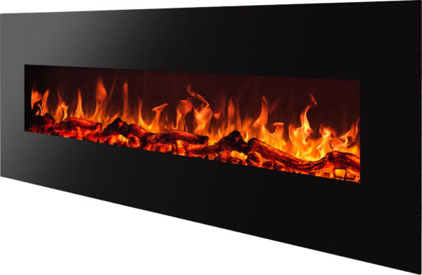 Albion 90 cm stenski električni kamin – črn