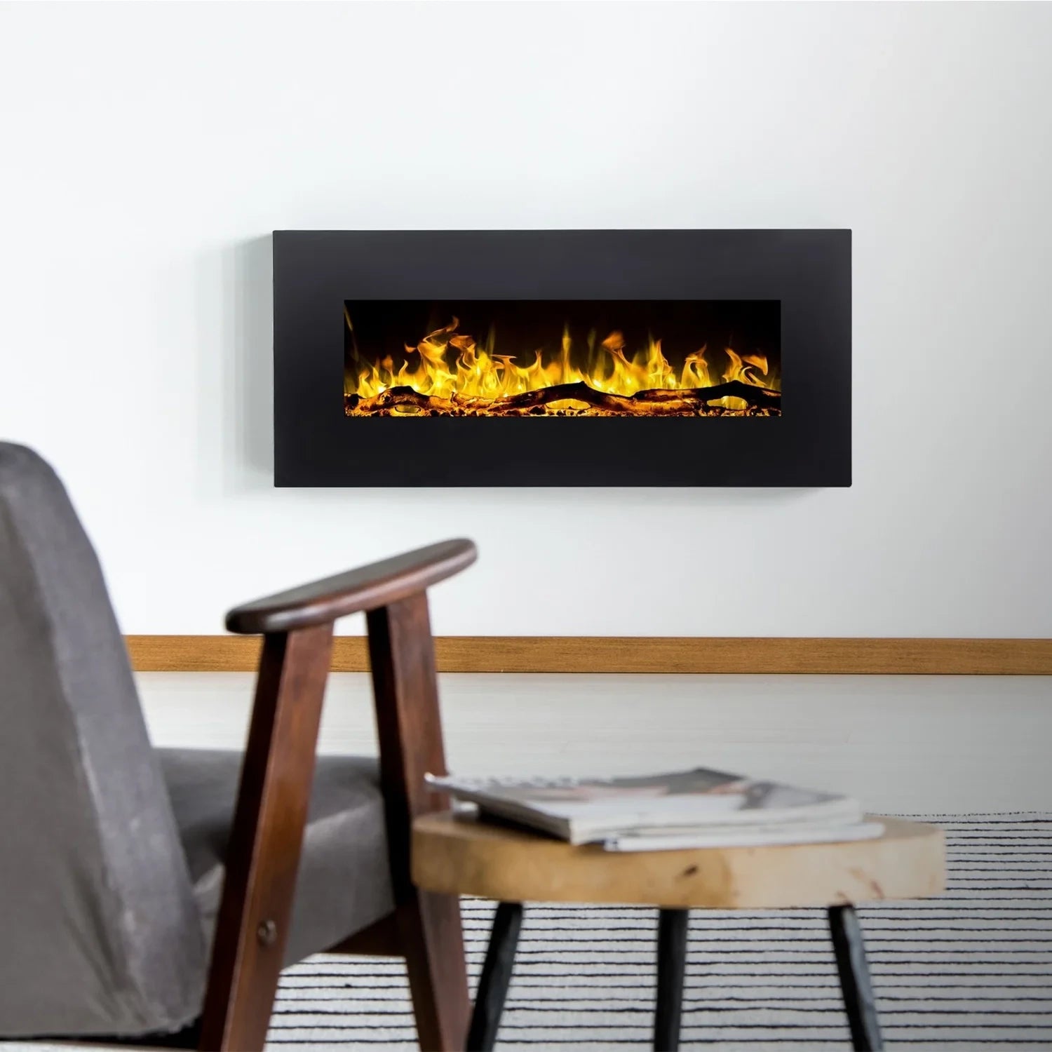 Albion 110 cm stenski električni kamin – brez ogrevanja
