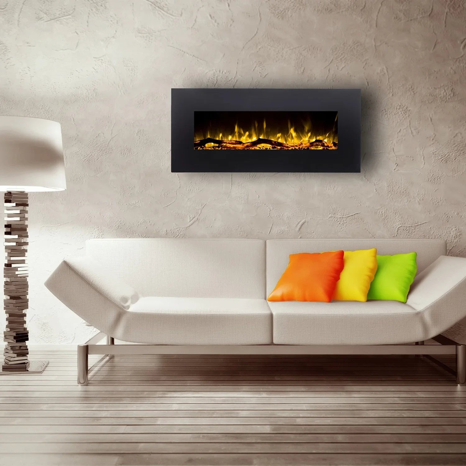 Albion 110 cm stenski električni kamin – brez ogrevanja