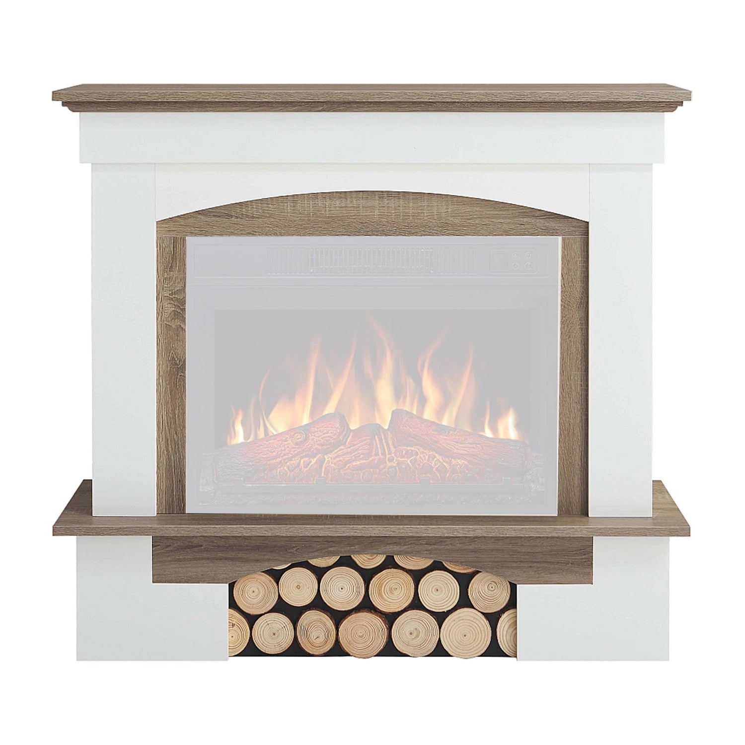 Woodley Fireplace Mantel – White / Grey Oak (Frame Only)