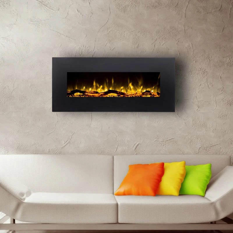 Albion 90 cm stenski električni kamin – črn