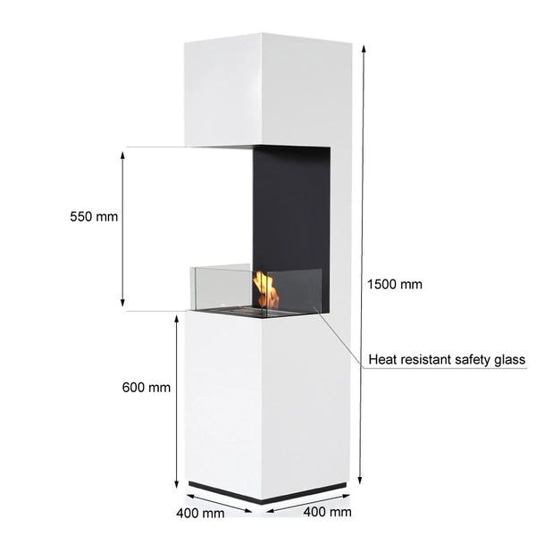 Odprt bio kamin s 3 stranicami - bel