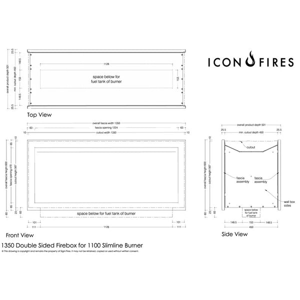 Icon Slimline Firebox SFBDS1350 - jeklo