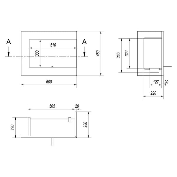 Kotni bio kamin 60 cm (desni)