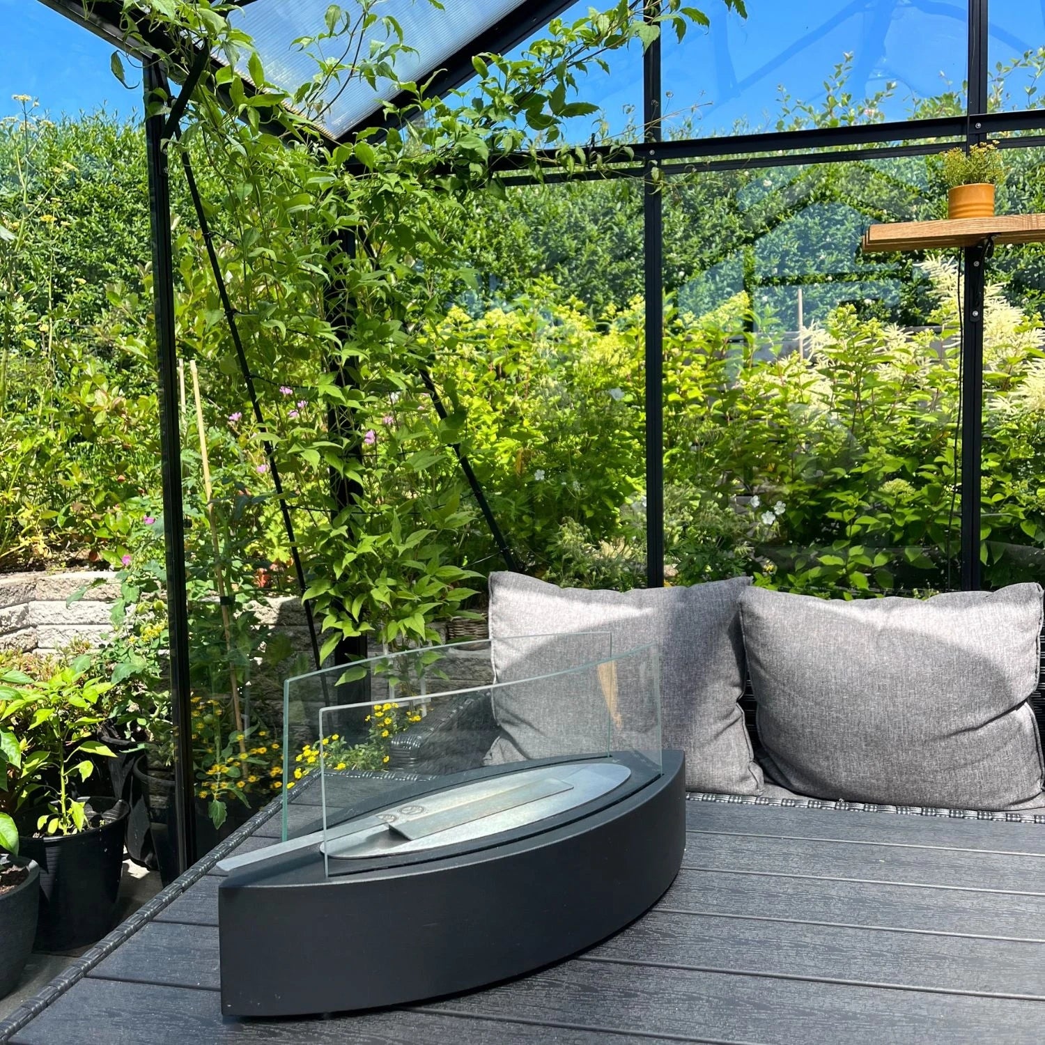 Oval Shaped Table Bio Fireplace