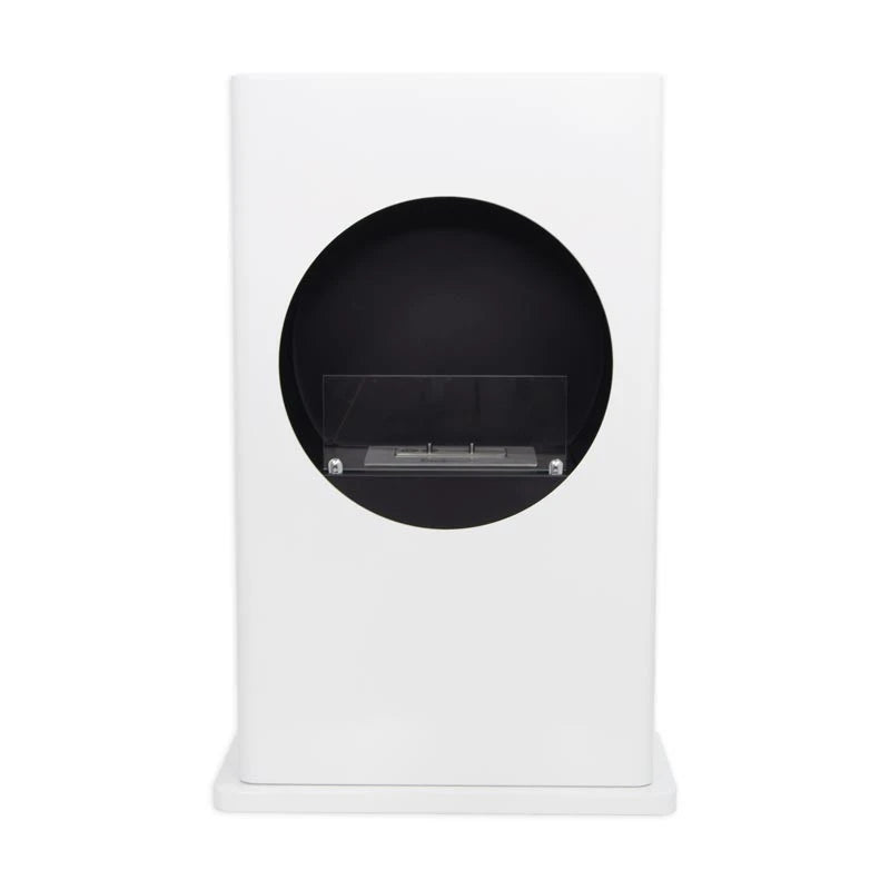 White Bioethanol Fireplace with Round Cutout