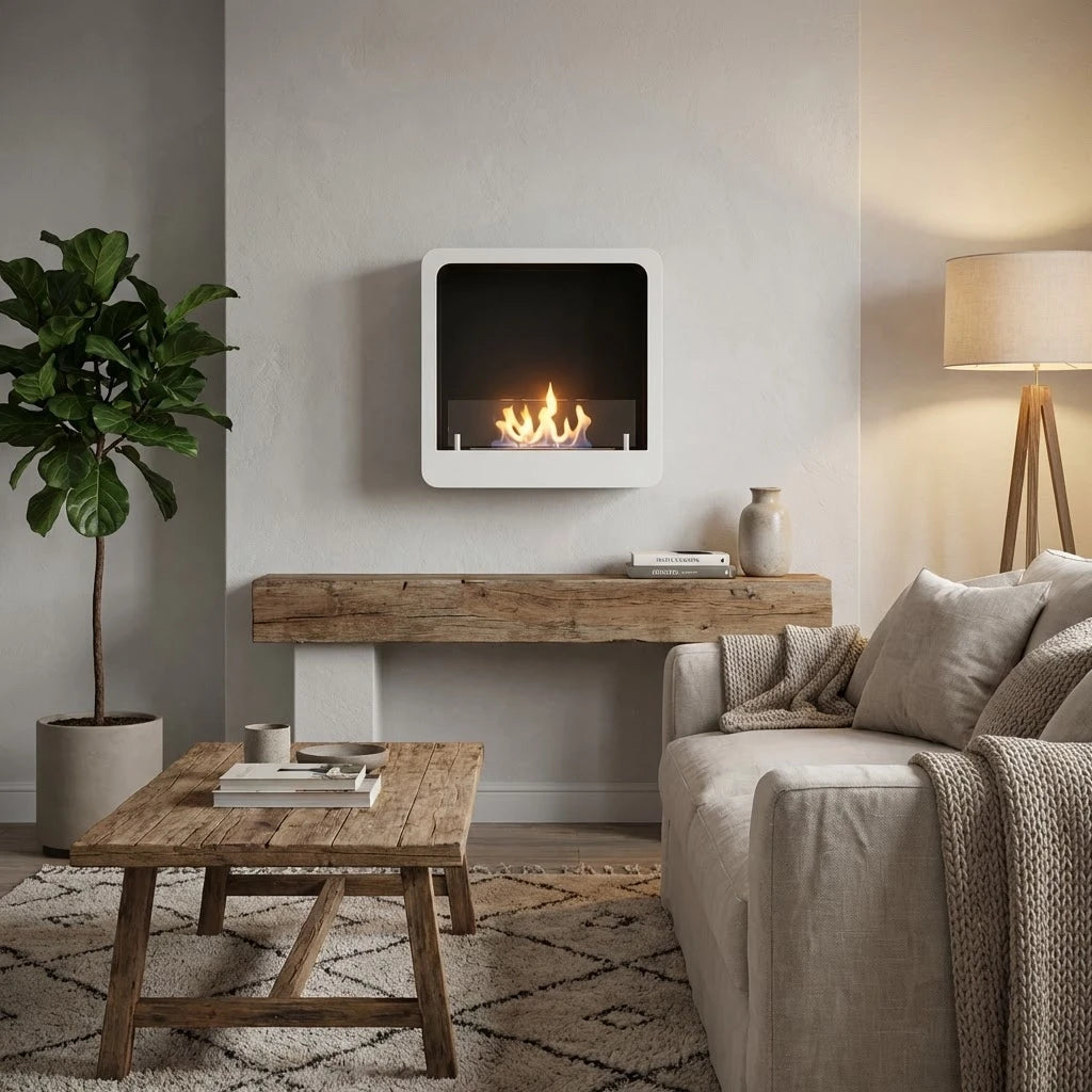 Square Bioethanol Fireplace with Round Edges