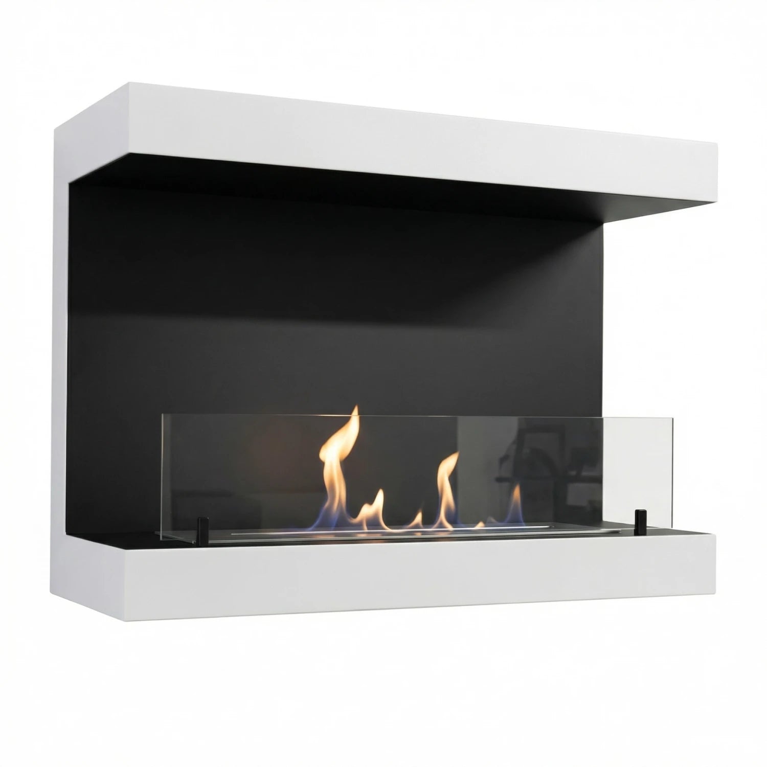 Dakota bela - 3-stranski 80 cm stenski bio kamin