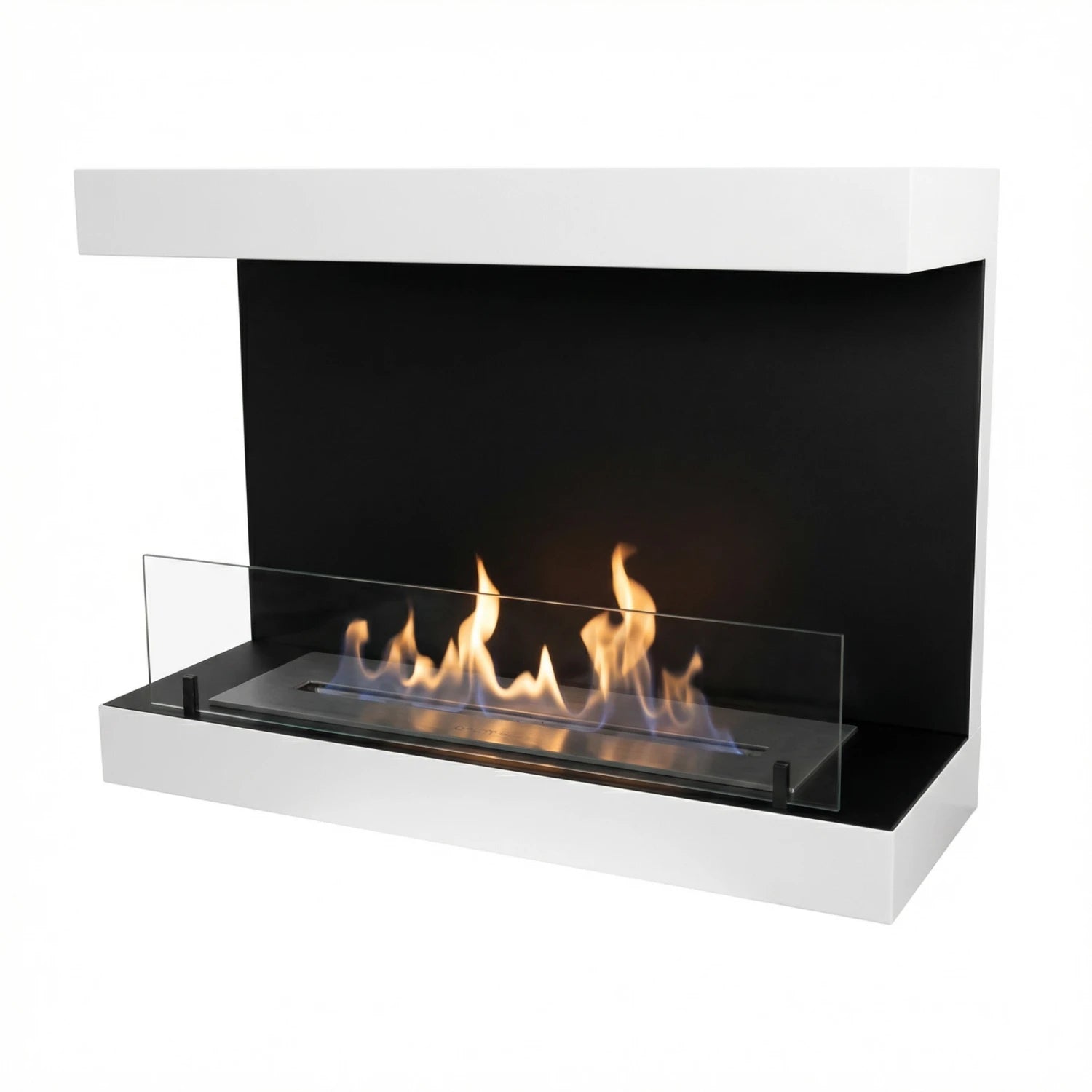 Dakota bela - 3-stranski 80 cm stenski bio kamin