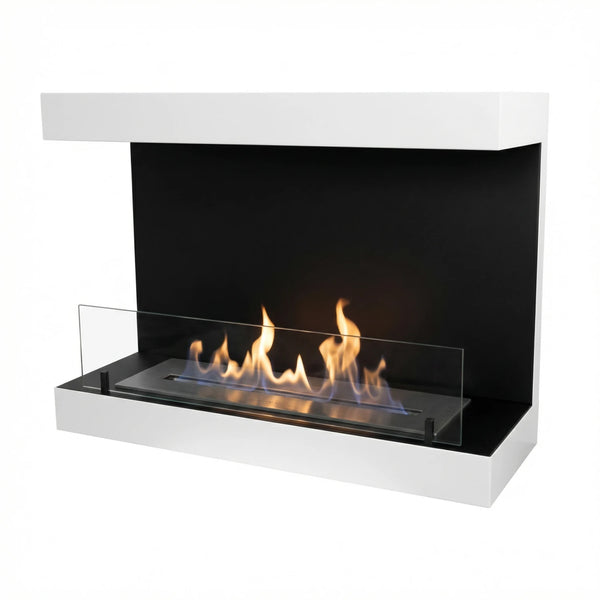 Dakota bela - 3-stranski 80 cm stenski bio kamin