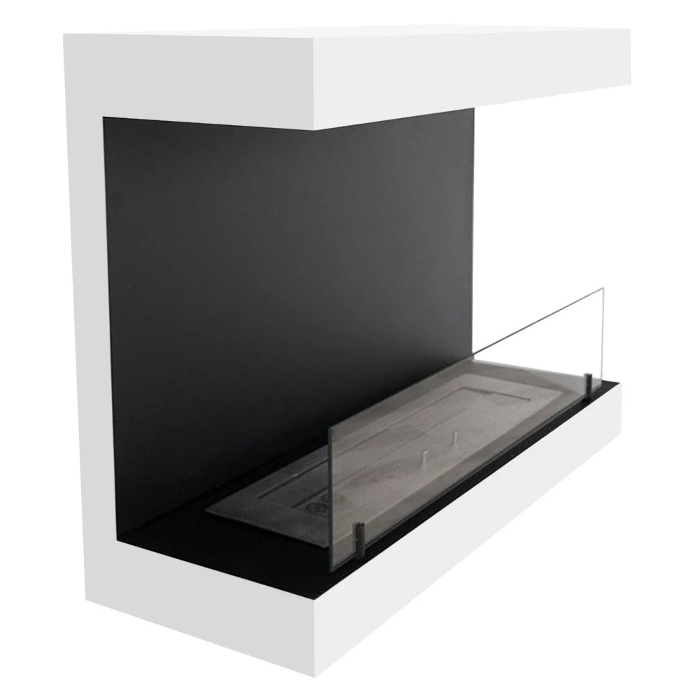Dakota bela - 3-stranski 80 cm stenski bio kamin
