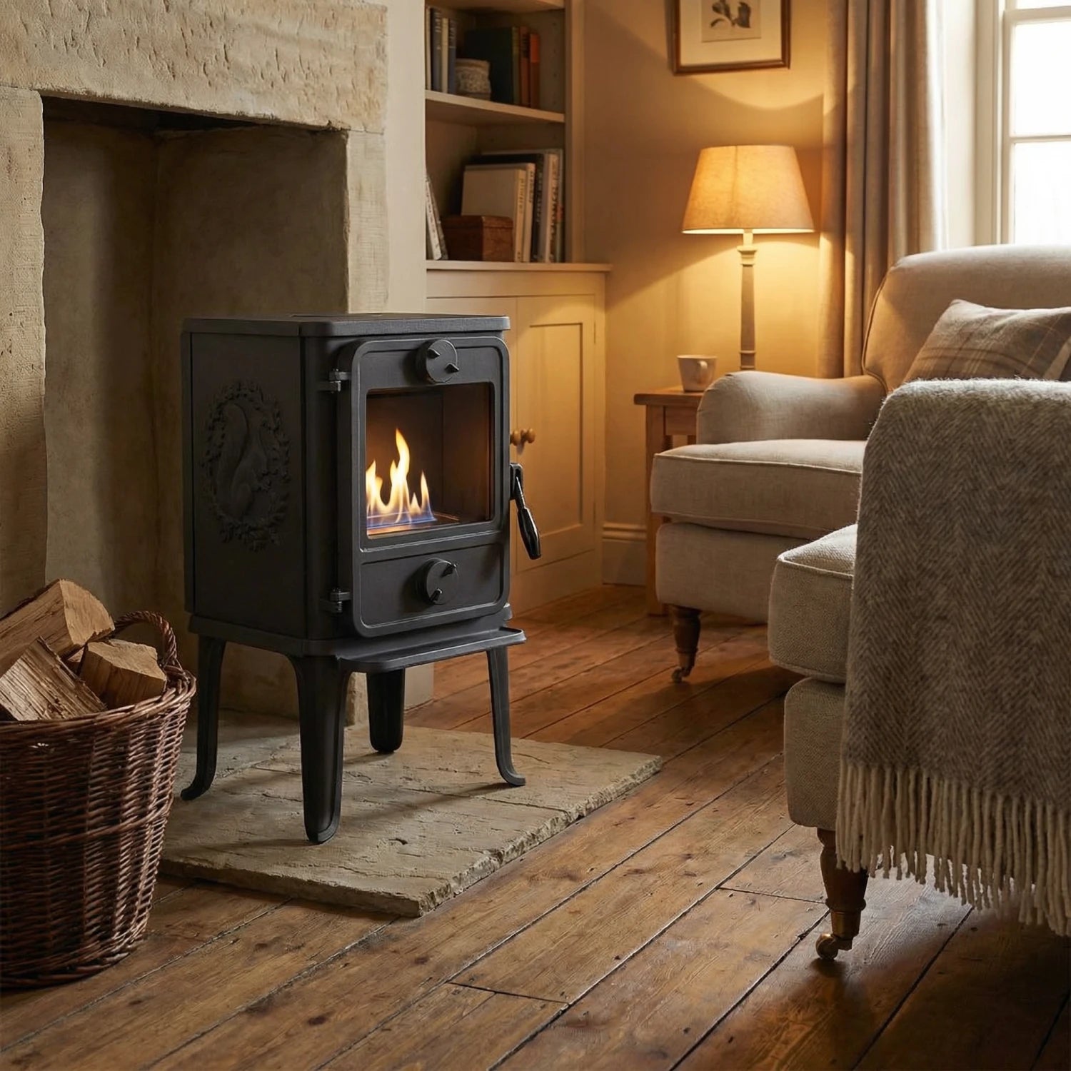 Morsø 1010 – Bioethanol fireplace stove with squirrel design, 250 mm legs