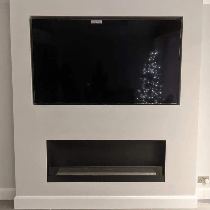 140 cm črni vgradni bioetanolni kamin