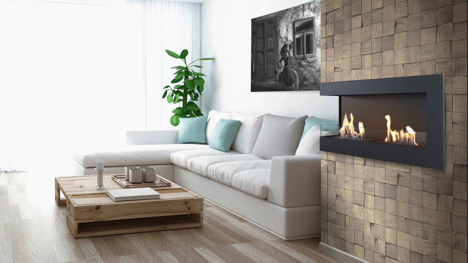 Kotna bio kamin 90 cm (levo)