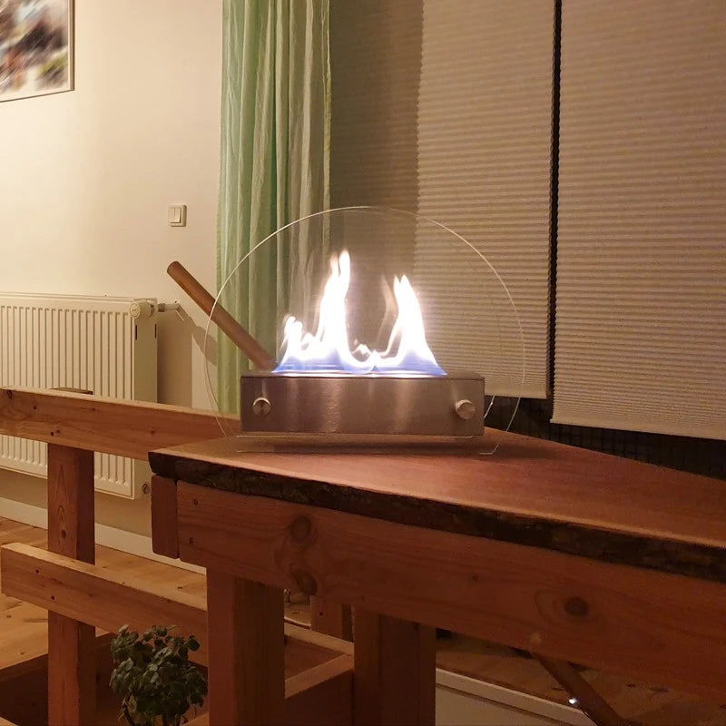 Okrogli namizni bio kamin - jeklo