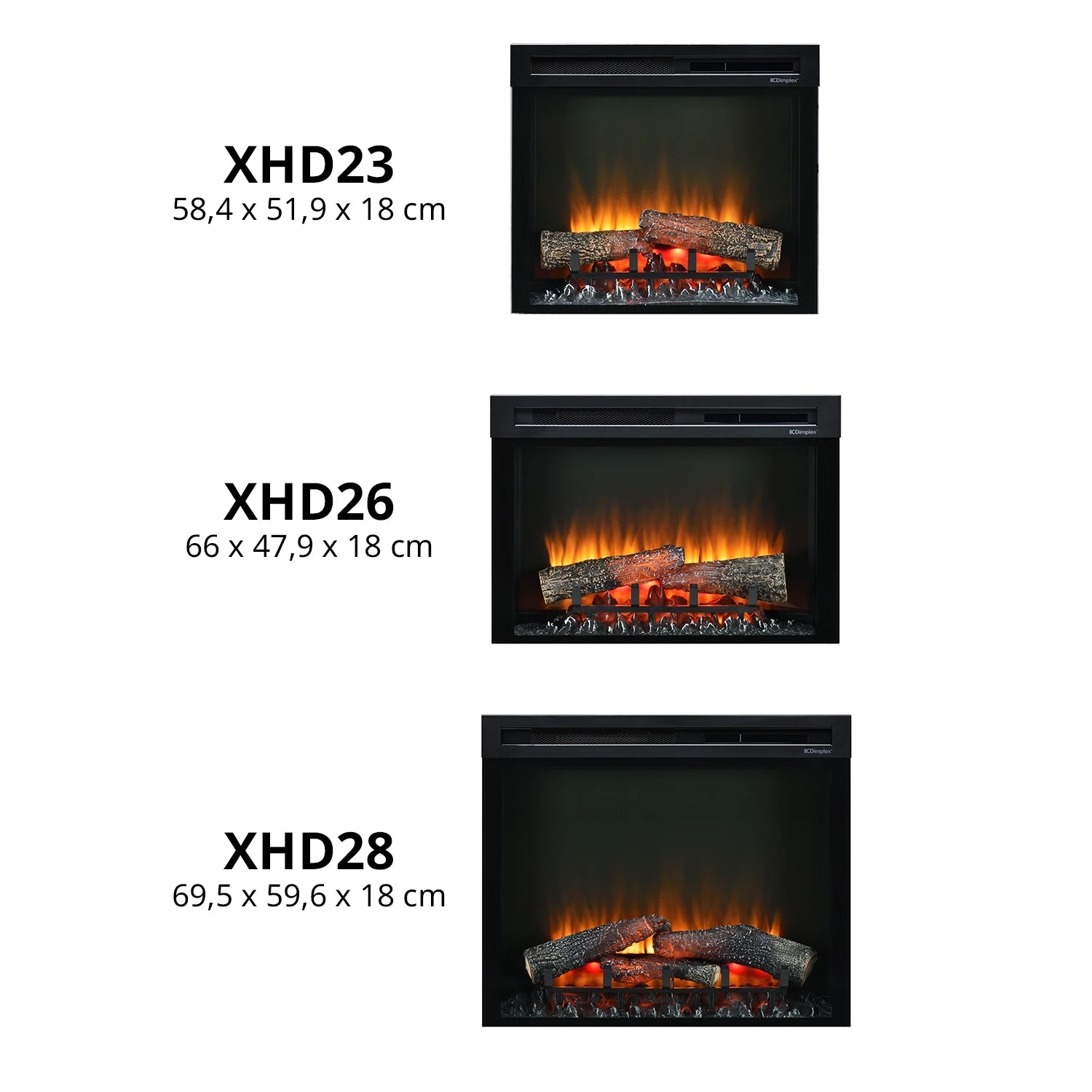 XHDFirebox vgradni električni kamin - črn