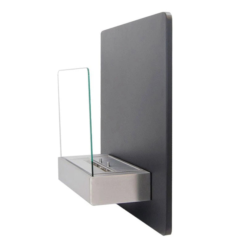 Elegant Black Wall-mounted Fireplace