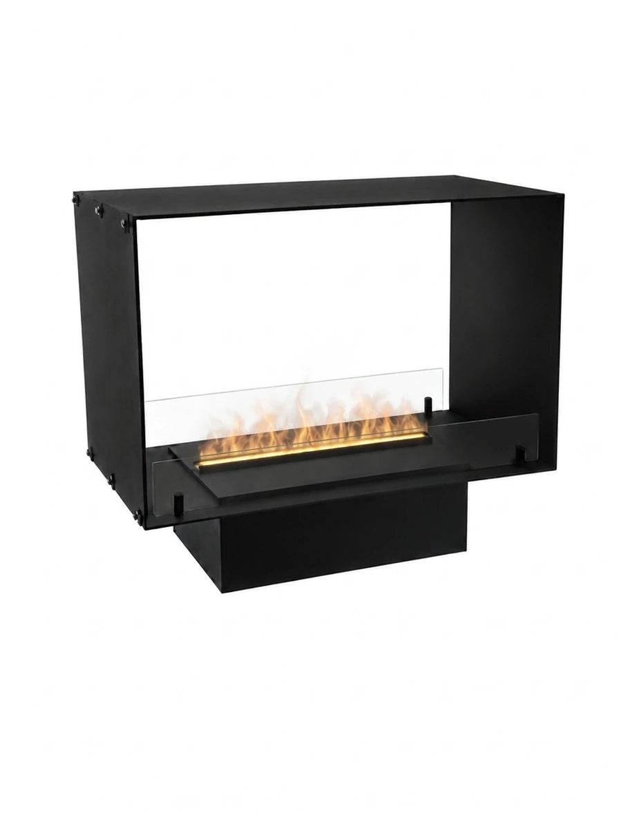 Foco Myst Two 800 built-in water vapour fireplace in black with realistic water vapour flames