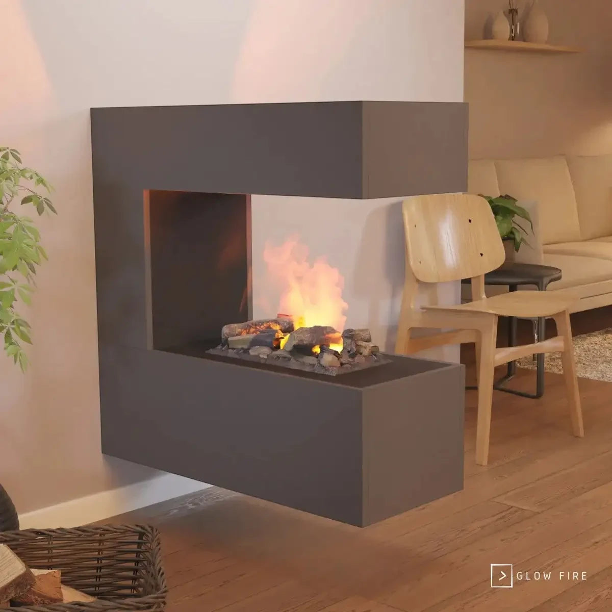 Schiller Wall siva – OMC 400 | stenski kamin na vodno paro