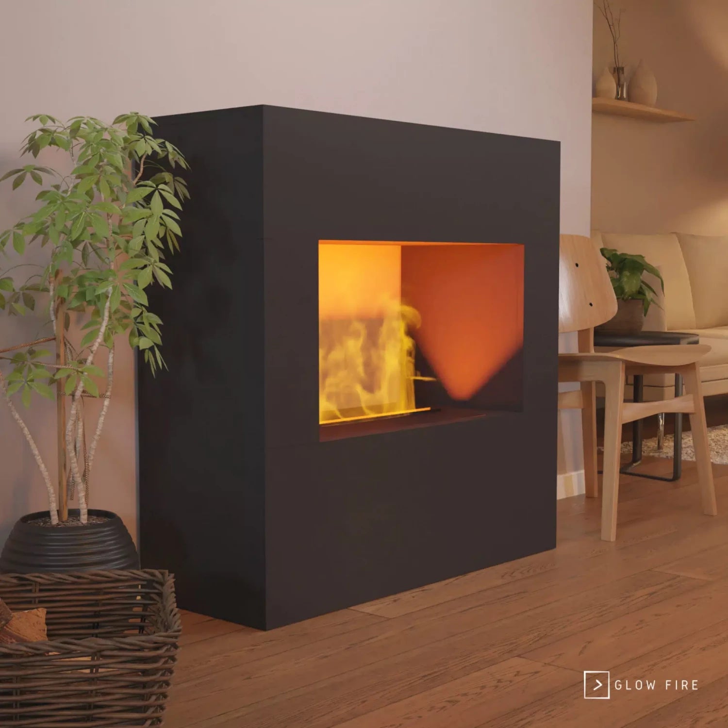 Goethe črn OMC 600 | prostostoječi kamin na vodno paro