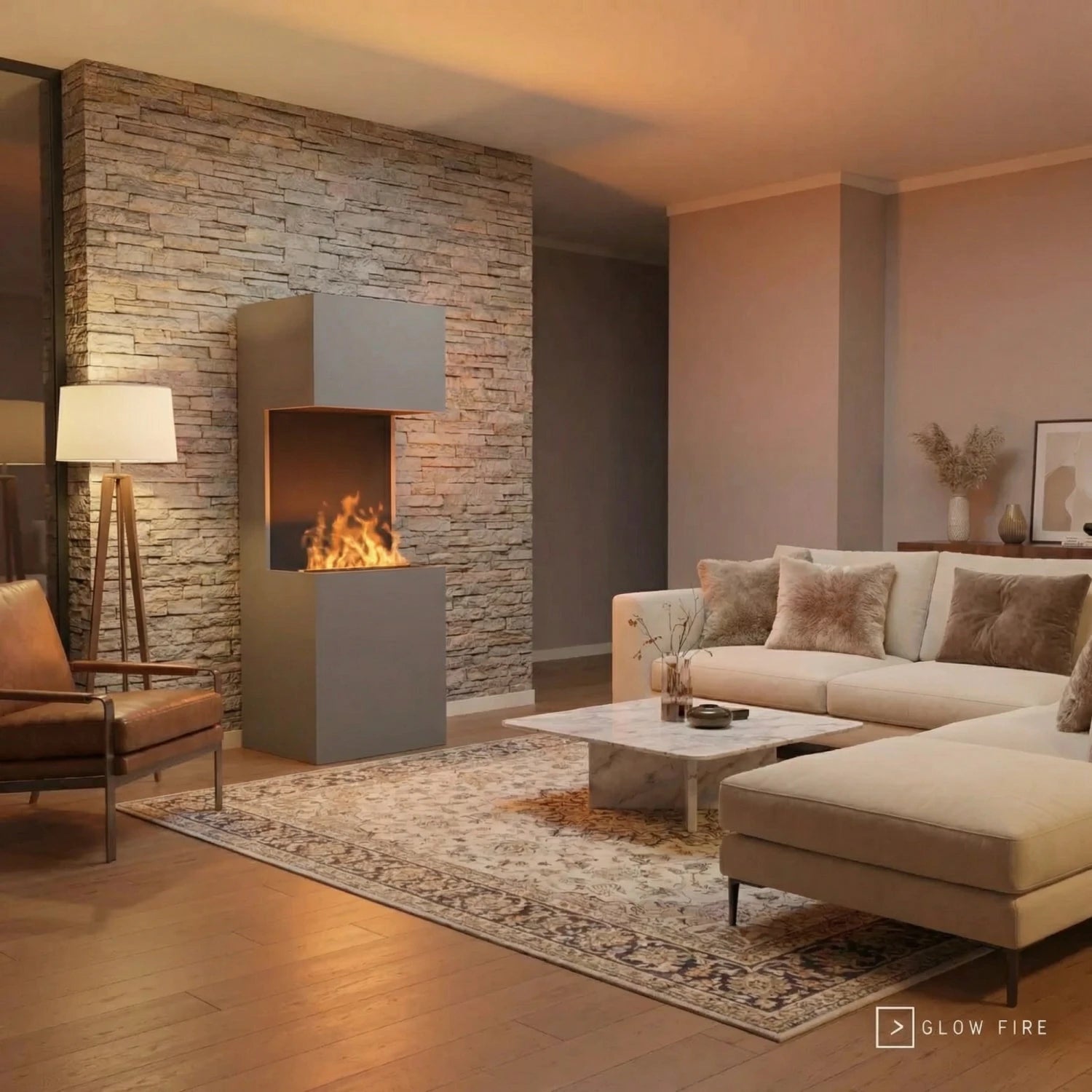 Beethoven Grey - OMC 600 | Freestanding Water Vapour Fireplace