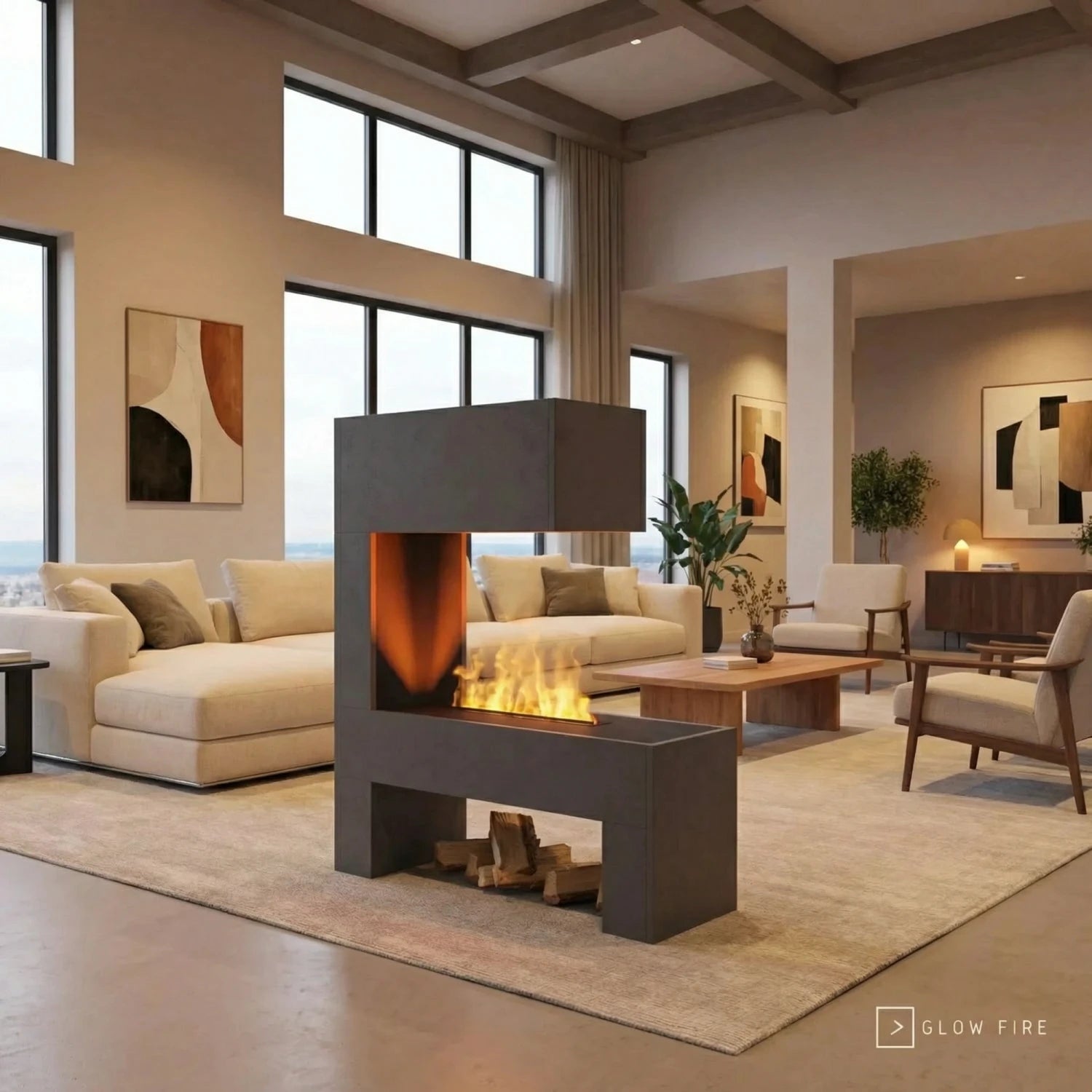Mozart Grey - OMC 600 | Freestanding Water Vapour Fireplace