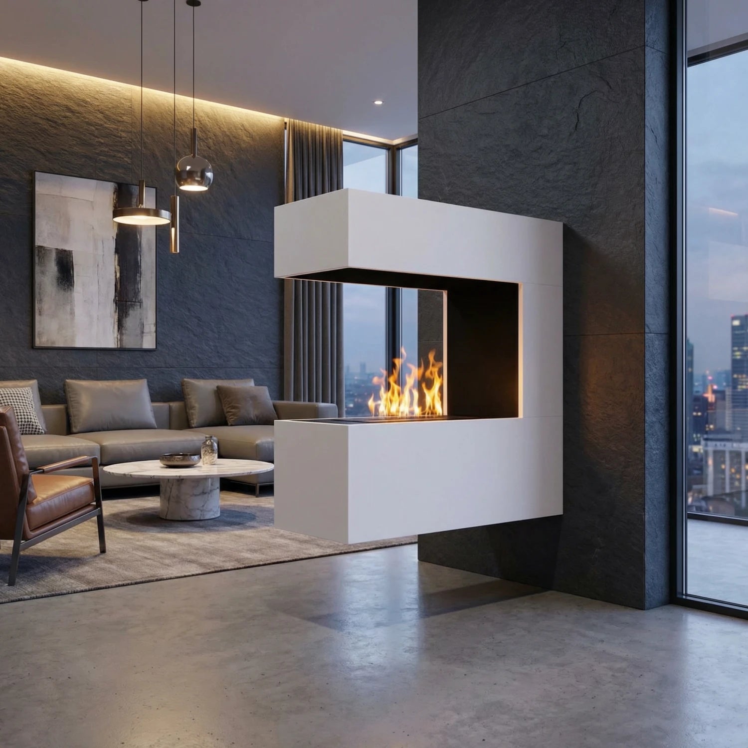 Schiller Wall White - OMC 400 | stenski vodni parni kamin