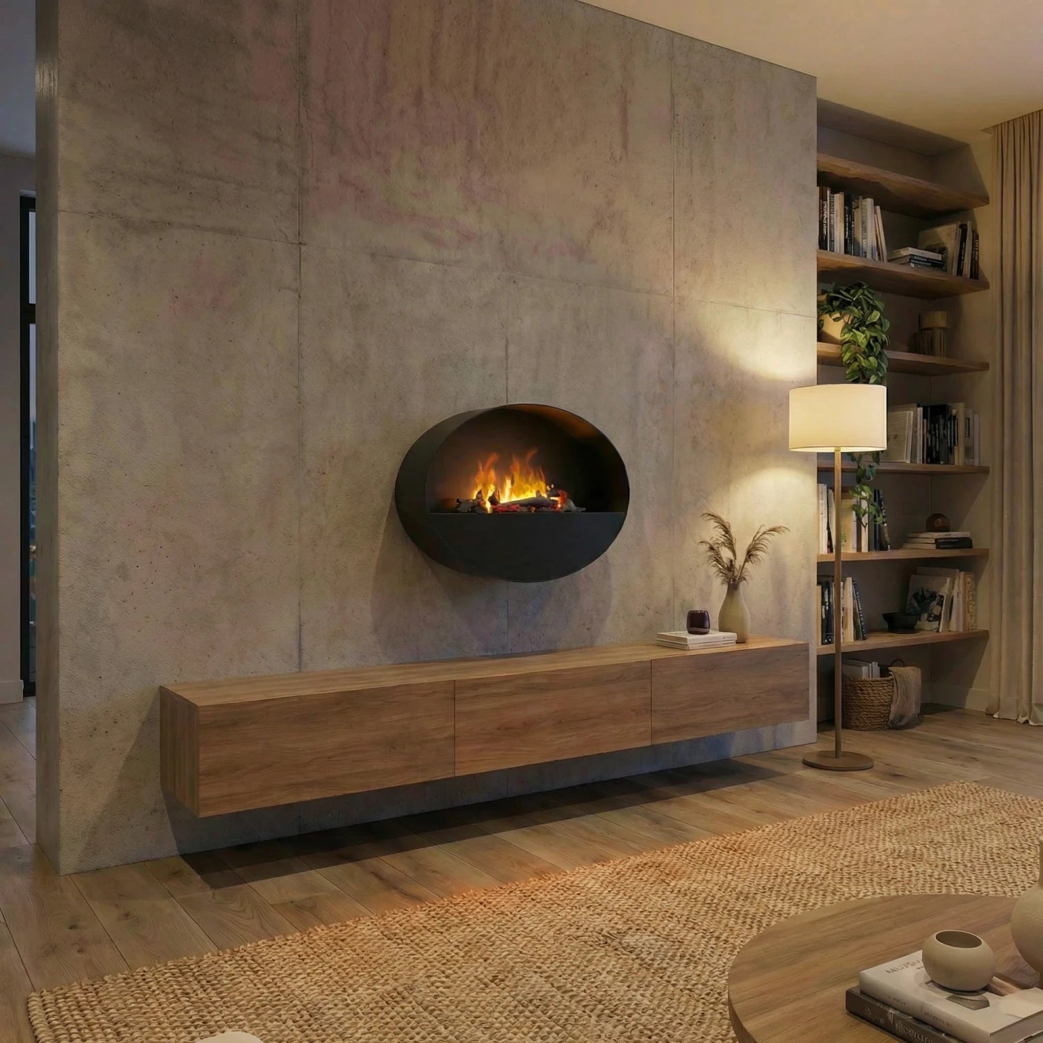 Kjos Wall-Mounted Water Vapour Fireplace - Black