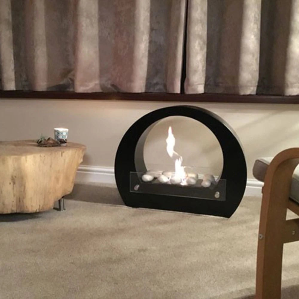 Dallas - Round Bio Fireplace - Black