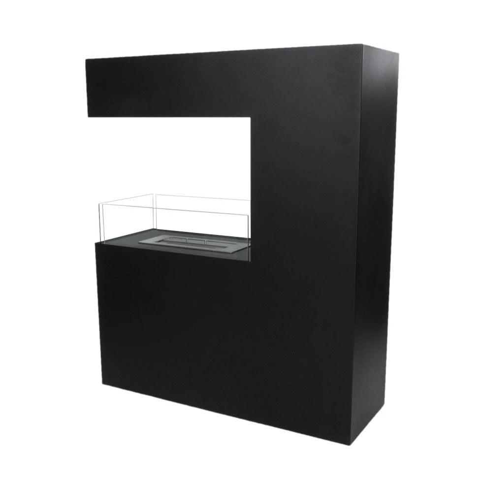 Tall Black Room Divider Bio Fireplace