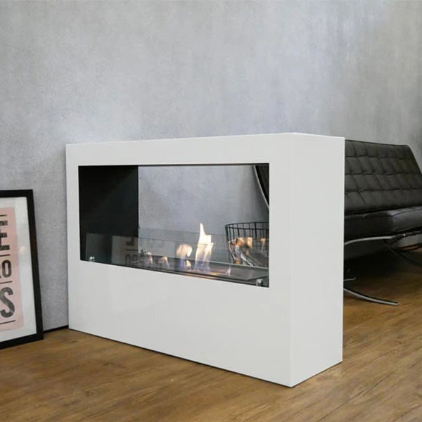 Lansing L - White Freestanding Bioethanol Fireplace