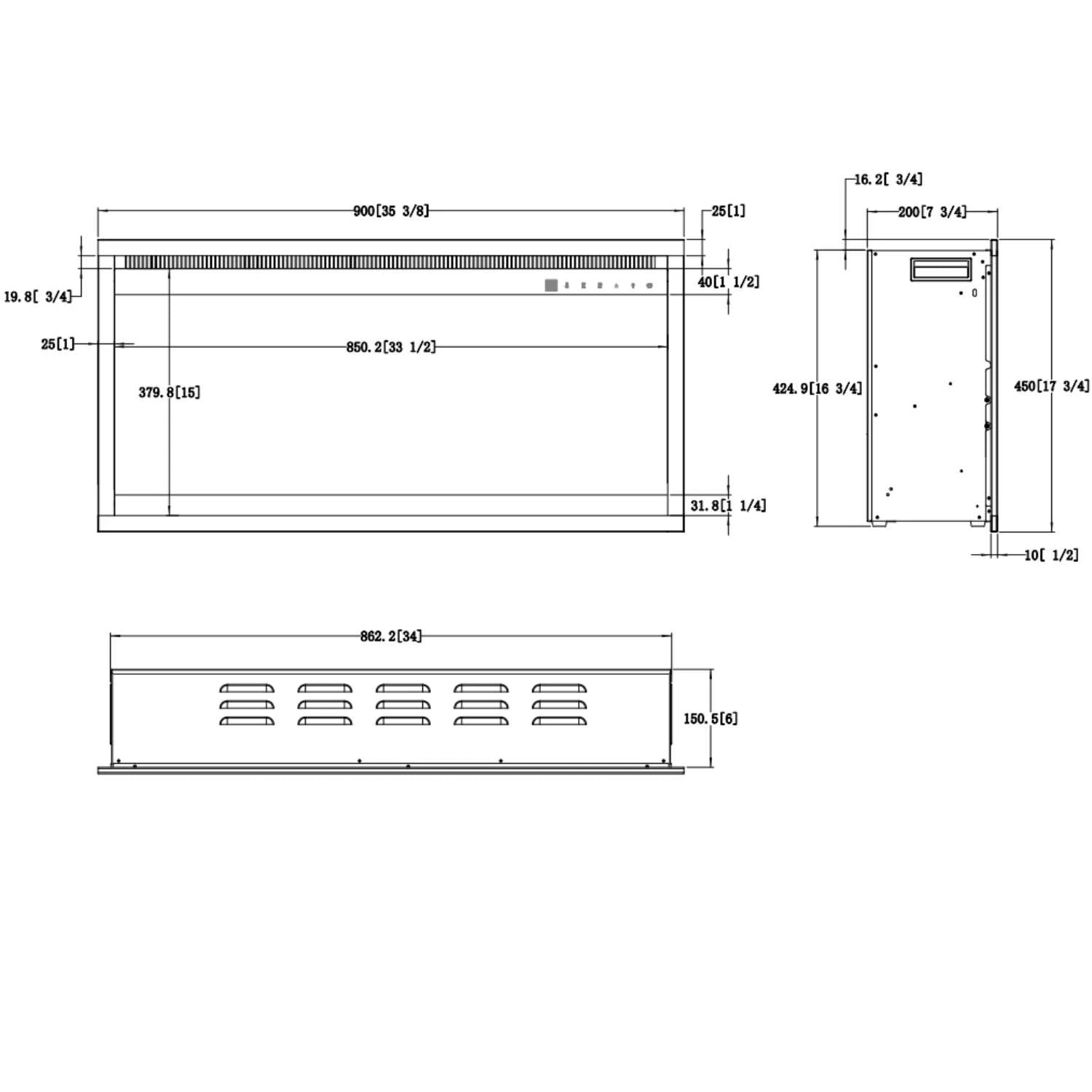 Aflamo 3D vgradni električni kamin 35" (90 cm)