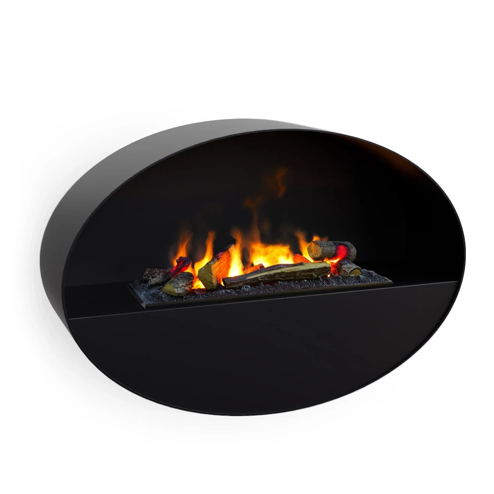 Kamin na vodno paro Kjos za stensko montažo – črn