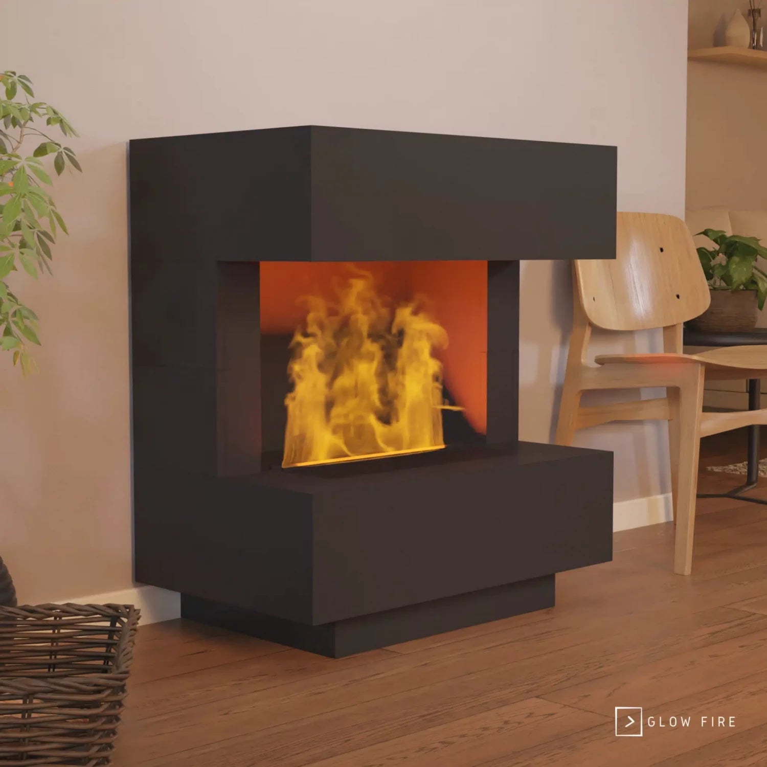 Kleist črn - OMC 600 parni kamin - črn